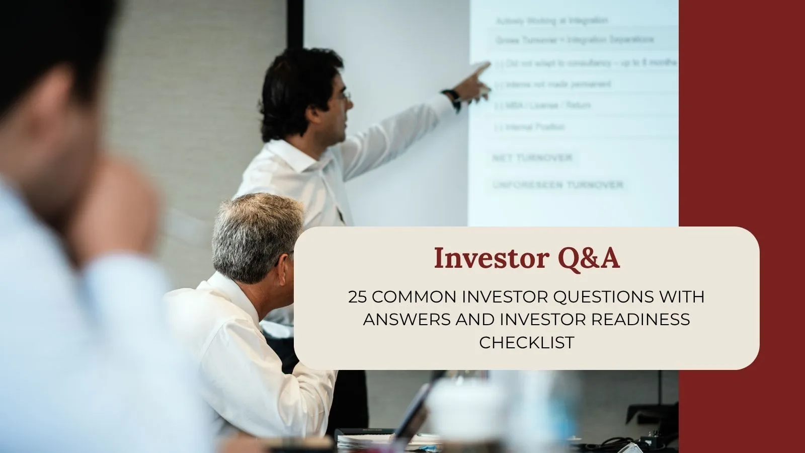 Founder presenting a seed round deck to answer common investors questions seed round